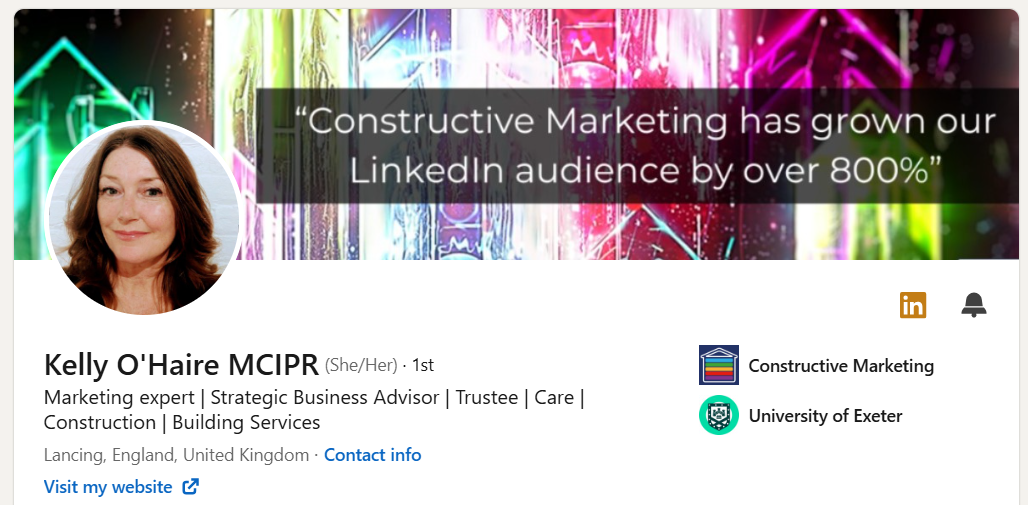 Kelly o' Haire's Linkedin Header