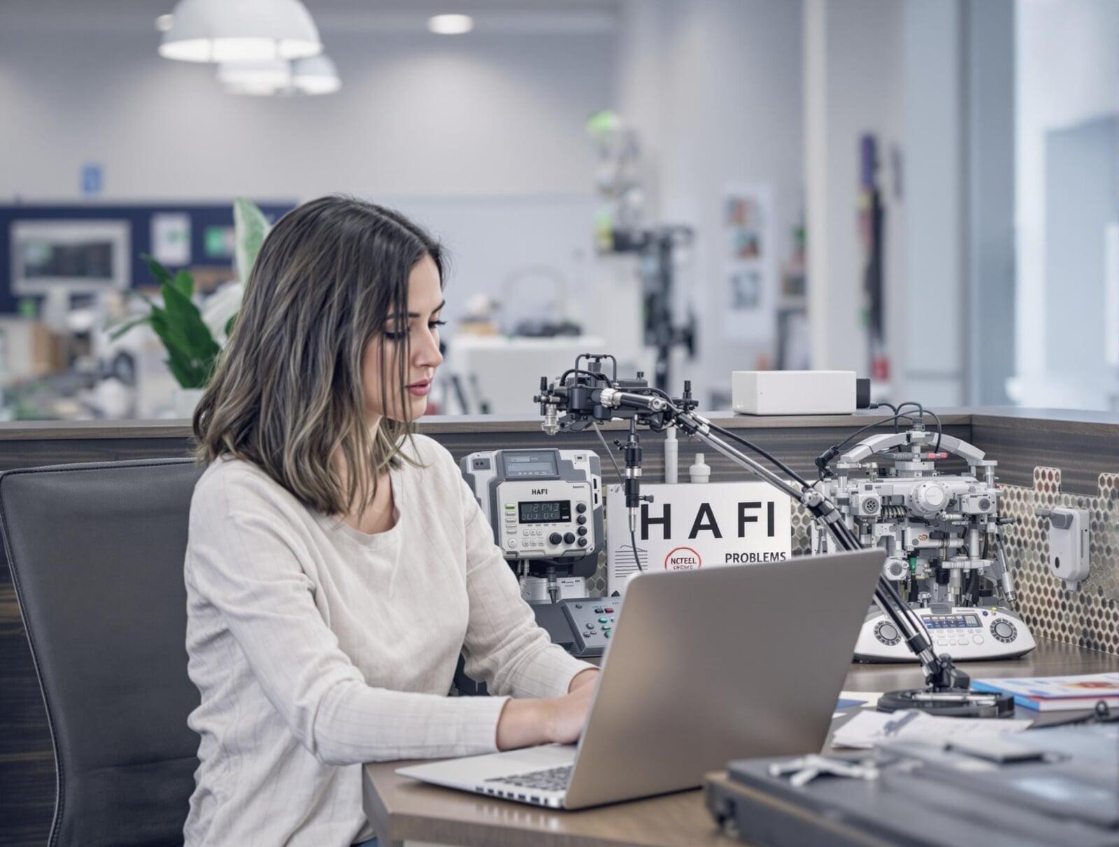 Lady at a desk who is a customer who a sales person needs to understand what problem she needs solving The Academy World